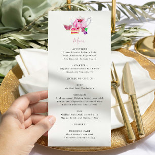 Bridal Shower Tea Party Dusty Pink Teapot Menu