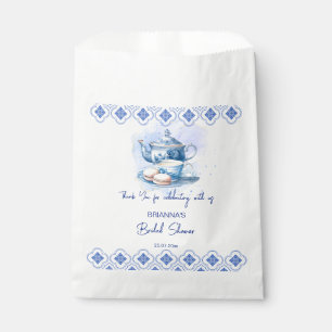 Bridal shower tea party  favors blue tiles tea pot favour bags