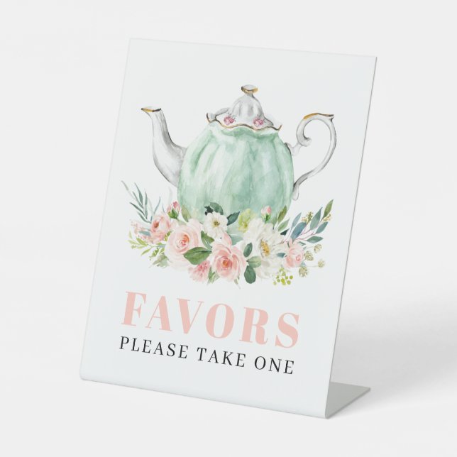 Bridal Shower Tea Party Favour Pedestal Sign (Front)