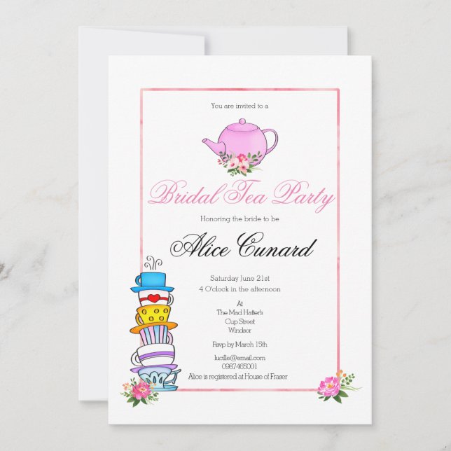 Bridal Shower Tea Party Invitation (Front)