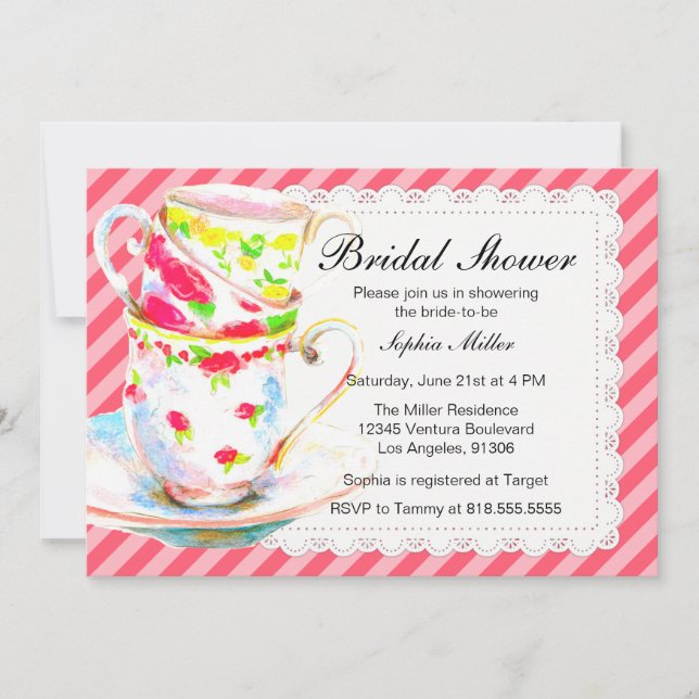 Bridal Shower Tea Party Invitation (Front)