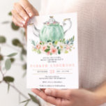 Bridal Shower Tea Party Invitation<br><div class="desc">This pretty bridal shower tea party invitation is perfect for any bride-to-be! Easily edit the wording with your event information. Edit the back with a solid colour,  texture or white!

See the entire Bridal Shower Tea Party collection for more matching items!</div>