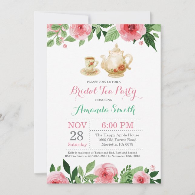 Bridal Shower Tea Party Invitation (Front)