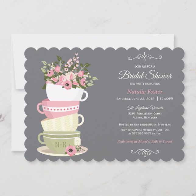 Bridal Shower Tea Party Invitation Card (Front)