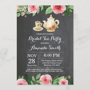 Bridal Shower Tea Party Invitation Chalkboard
