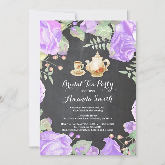 Bridal Shower Tea Party Invitation Floral (Front)