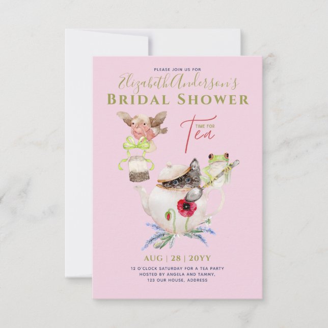 Bridal Shower Tea Party Invitations Cute Fun  (Front)
