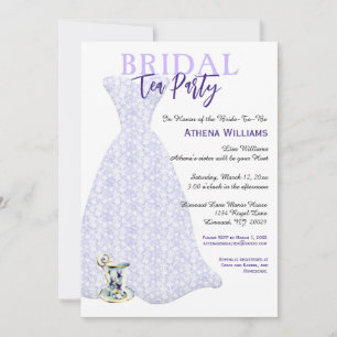 Bridal Shower Tea Party Lavender Bridal Gown Invitation