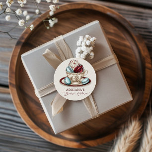 Bridal Shower Tea Party Macaroons Classic Round Sticker