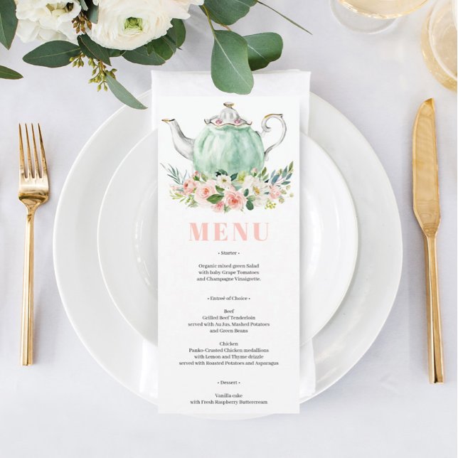 Bridal Shower Tea Party Menu Invitation (Creator Uploaded)