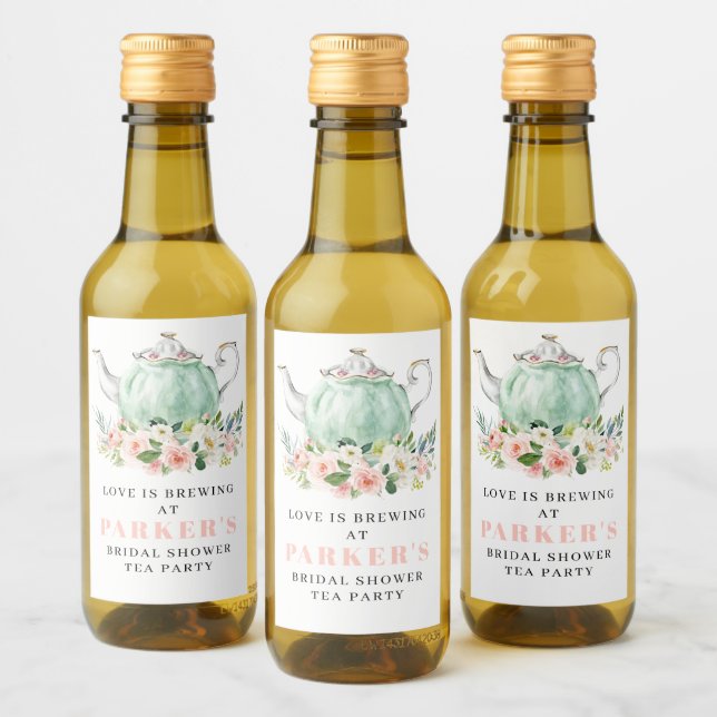 Bridal Shower Tea Party Mini Wine Labels (Bottles)