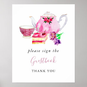 Bridal Shower Tea Party Pink Sign the Guestbook