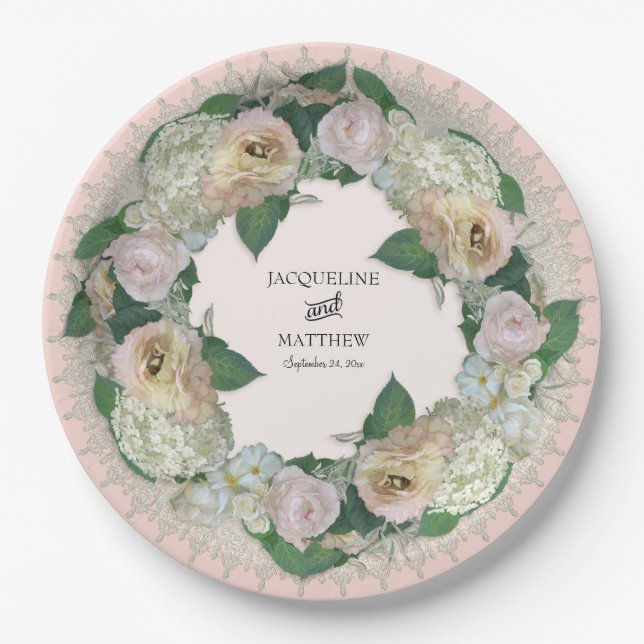Bridal Shower Tea Party Pretty Flower Lace Doily Paper Plate (Front)