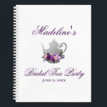 Bridal Shower Tea Party Purple Silver Gift List Notebook<br><div class="desc">Watercolor Floral Purple Ultra Violet Bridal Shower Tea Party Gift List Notebook</div>