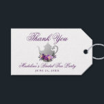 Bridal Shower Tea Party Purple Violet Thank You Gift Tags<br><div class="desc">Tea Party Bridal Shower Watercolor Purple Ultra Violet Floral Thank You Gift Tag</div>