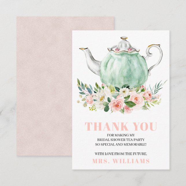 Bridal Shower Tea Party Thank You Card (Front/Back)