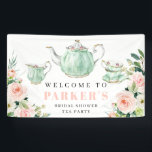 Bridal Shower Tea Party Vinyl Welcome Banner<br><div class="desc">Celebrate your the bride to be with this beautiful modern pink floral Bridal Shower Tea Party banner! Easily edit the name and event!

See our entire Bridal Shower Tea Party collection for more matching items!</div>