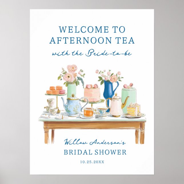 Bridal Shower Tea Party Welcome Poster (Front)