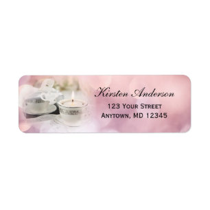 Bridal Shower Tea   Pink Bokeh Address Label