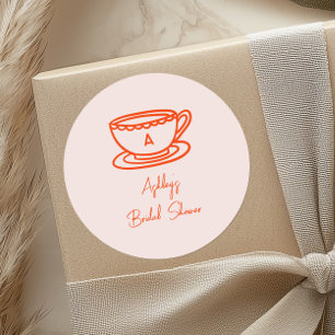Bridal Shower Tea Theme Whimsical Doodle Classic Round Sticker