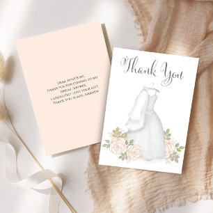 Bridal Shower Thank You Calligraphy Wedding Gown