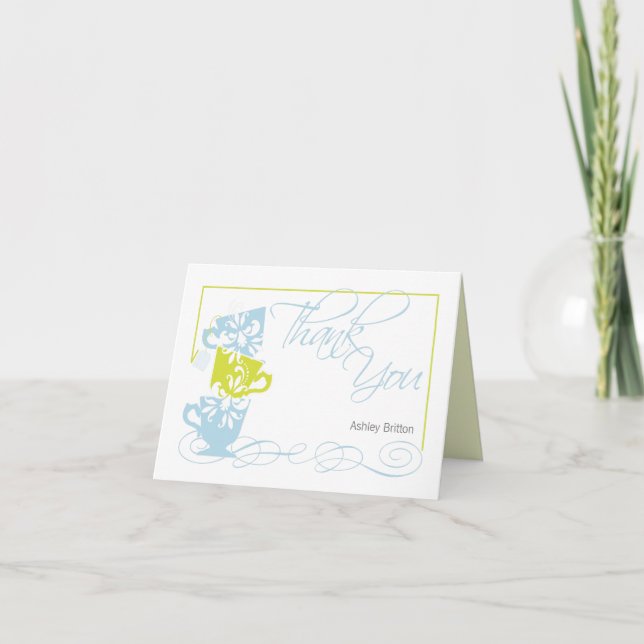 Bridal Shower Thank You Card  |  Green and Blue (Front)