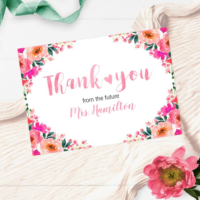 Bridal Shower Thank You Cute Watercolor Floral Card (Creator Uploaded)