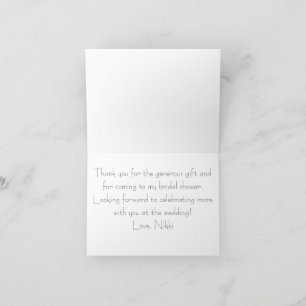 Bridal Shower Thank You Folded Card Pink Flowers