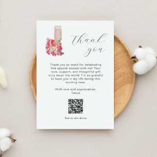 Bridal Shower Thank you Petals Prosecco QR Code Card