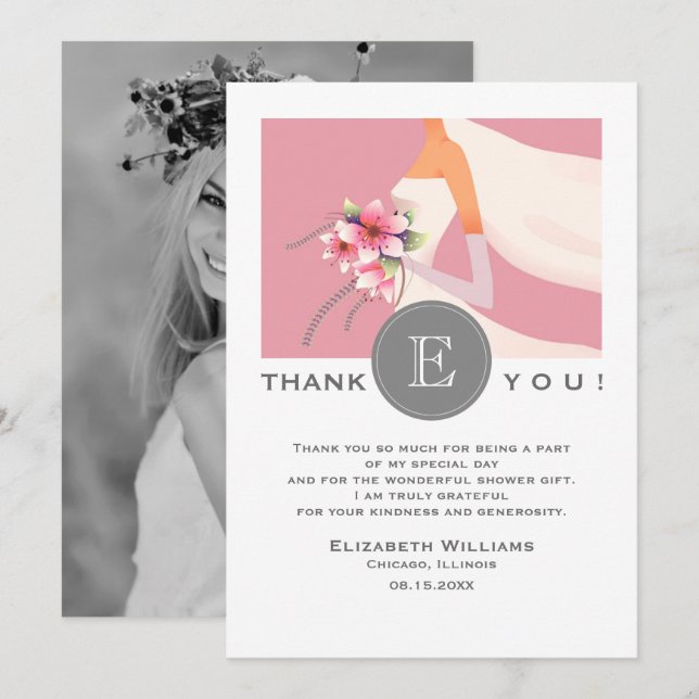 Bridal Shower Thank You Photo Card (Front/Back)