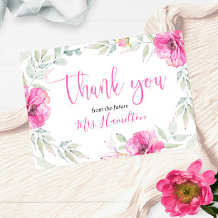 Bridal Shower Thank You Pink Botanical Floral Card
