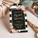 Bridal Shower Thank You Pink Floral Stripes Gift Tags<br><div class="desc">Modern Vintage Pink Floral with Black White Stripes - Bridal Shower Thank You Gift Tag Template. (1) For further customisation, please click the "customise further" link and use our design tool to modify this template. (2) If you need help or matching items, please contact me. (3) You can find matching...</div>