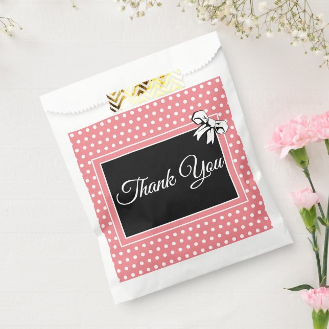 Bridal Shower Thank You Pink White Polka Dots Bows Favour Bags (Sealed)