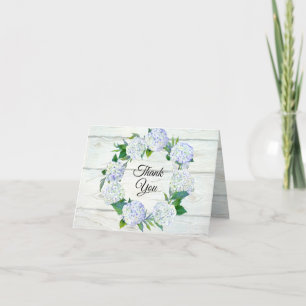 Bridal Shower Thank You Rustic Wood n Hydrangea Card