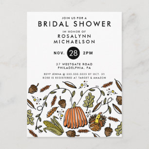 BRIDAL SHOWER Thanksgiving Autumn Invitation Postcard