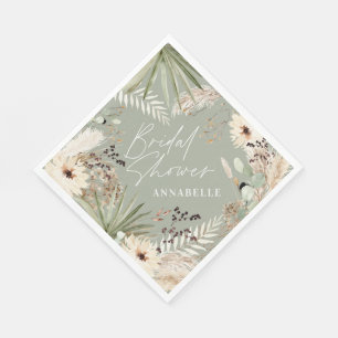 Bridal shower thankyou modern pampas grass foliage napkin