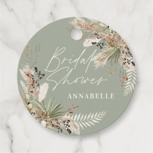 Bridal shower thankyou modern pampas sage green favour tags