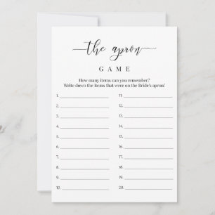 Bridal Shower The Apron Game Card