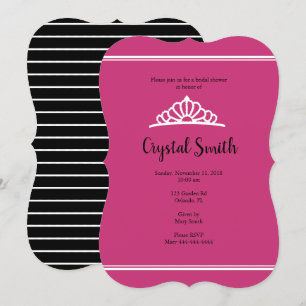 Bridal Shower Tiara Pink Stripe Invitation