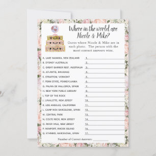 Bridal Shower Travel Game Invitation