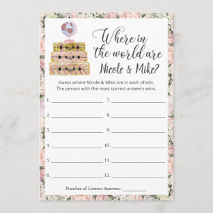 Bridal Shower Travel Photo Guessing Game Card