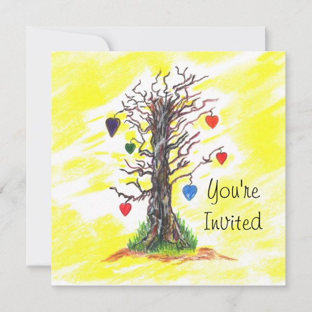 Bridal Shower Tree of Love Yellow Invitation (Front)