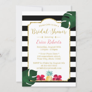 Bridal Shower Tropical Pineapple & Hibiscus Modern Invitation