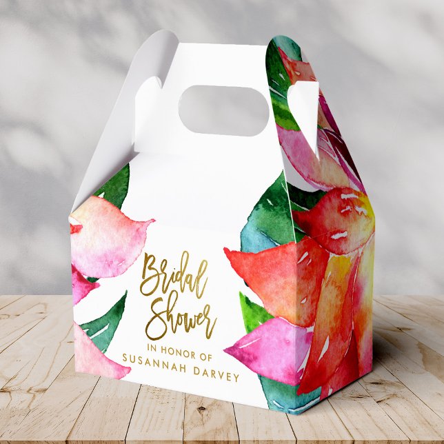 Bridal Shower | Tropical Watercolor Thank You Favour Box (Creator Uploaded)