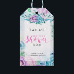 Bridal Shower Typography & Boho Flowers Gift Tags<br><div class="desc">"Bridal Shower" pink elegant moder script typography with colourful watercolors boho flowers.
Bright blue pink and purple tone with white background for your information.</div>