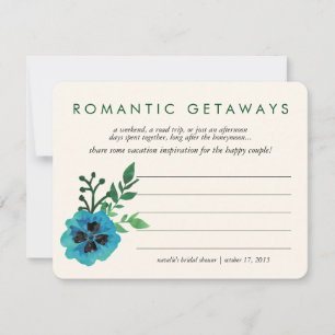 Bridal Shower Vacation Ideas Card   Blue Floral