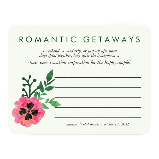 Bridal Shower Vacation Ideas Card | Pink Floral