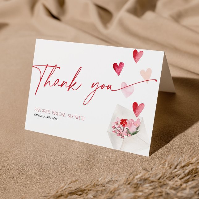 Bridal Shower Valentines Day Hearts Thank You (Creator Uploaded)
