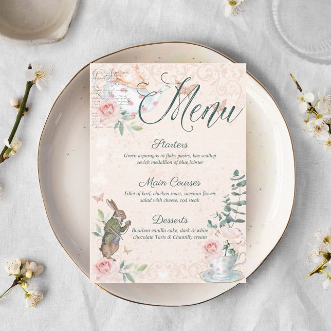 Bridal Shower Vintage Alice In Wonderland Menu (Bridal Shower Vintage Alice In Wonderland Menu)