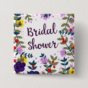 Bridal Shower Vintage Flowers 15 Cm Square Badge